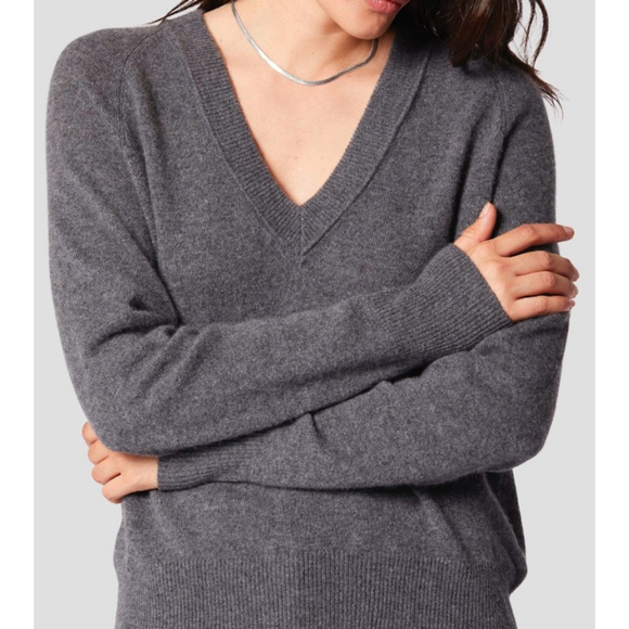 Equipment Madalene V-Neck Cashmere Women’s Sweater, Size L, Grey NWT - Picture 3 of 12
